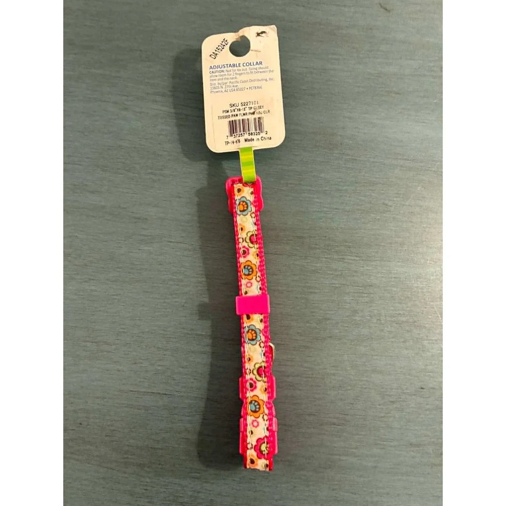 Top Paw Adjustable Dog Collar X Small Pink Floral NWT 8-12in Tossed Flower